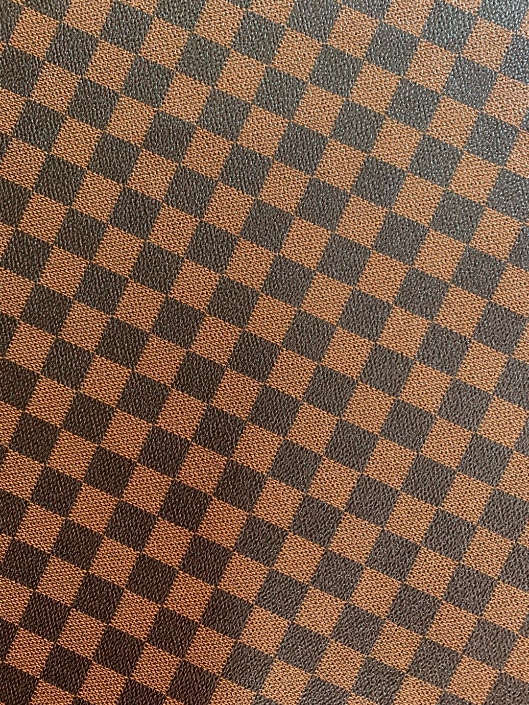 Classic Plaid Leather Fabric Handmade Shoes Fabric,The Purse Fabric Bags fabric( Brown)