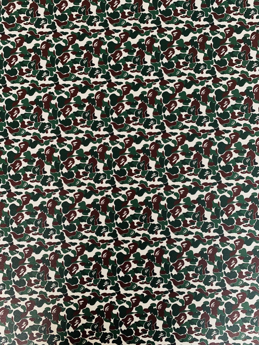 Classic Bape Fashion Custom Leather Fabric For Bags Leather Shoes Custom Leather By Yard (Green)