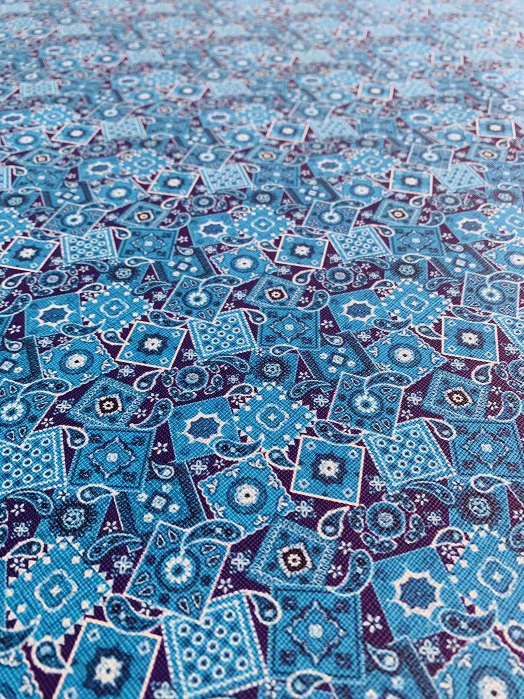 Classic Handmade Bandanas Leather For Shoes Leather ,Bags Leather , Handicraft Leather, DIY Hair Bow Earrings Craft Supplies By Yard (Blue)