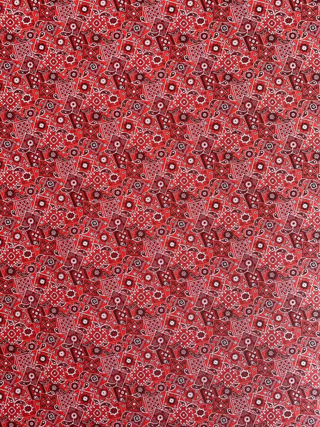 Classic Handmade Bandanas Leather For Shoes,Bags Handicraft Leather, DIY Hair Bow Earrings Craft Supplies By Yard (Red)
