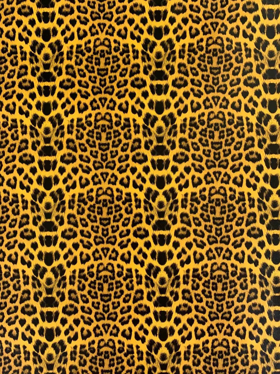 Fashion Leopard Reflective Leather Fabric For Handmade Goods(Yellow)