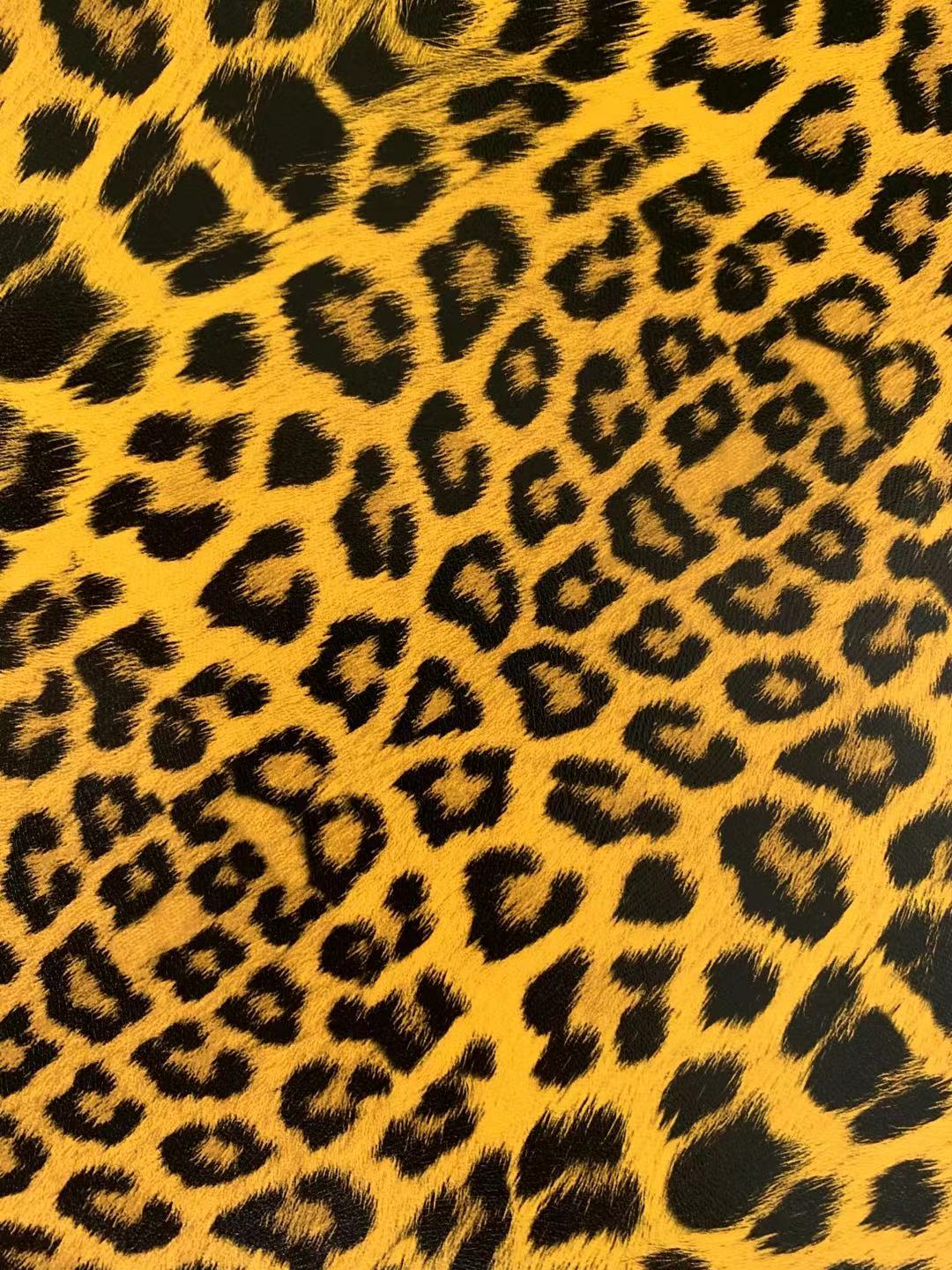 Fashion Leopard Reflective Leather Fabric For Handmade Goods(Yellow)