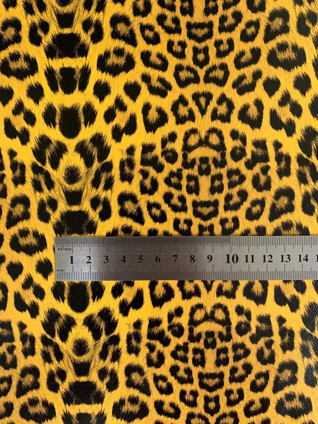 Fashion Leopard Reflective Leather Fabric For Handmade Goods(Yellow)