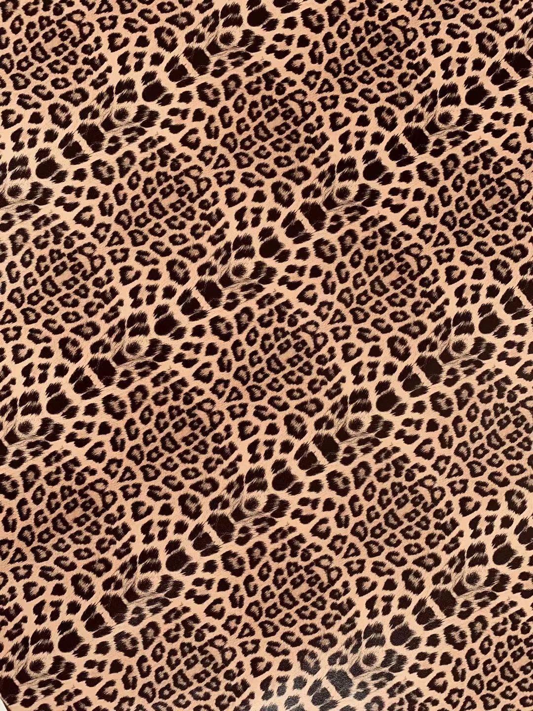 Fashion Leopard Reflective Leather Fabric For Handmade Goods(Tan)