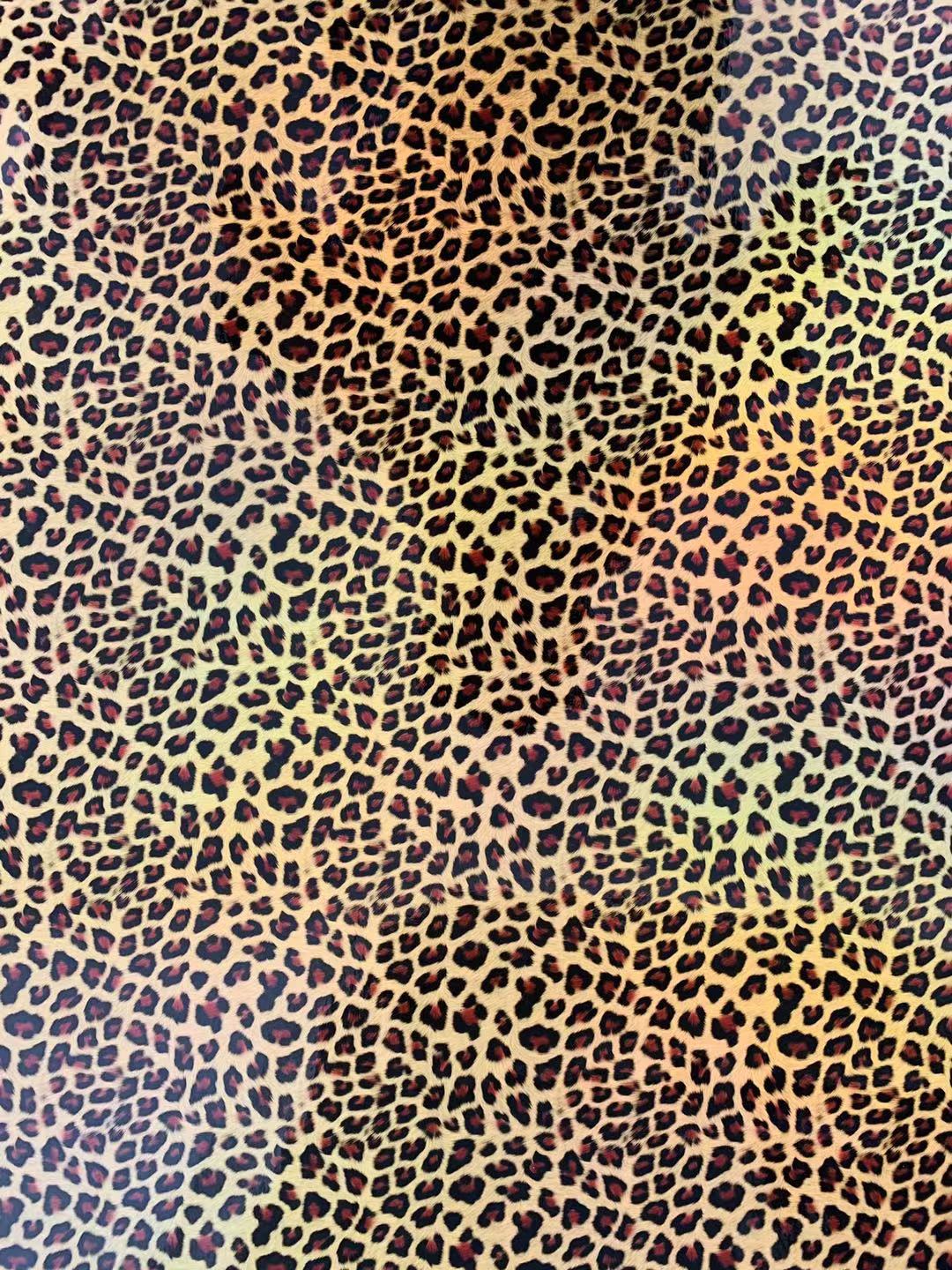 Fashion Laser Leopard Reflective Leather Fabric For Handmade Car Seats ,Upholstery and ShoesGoods(Yellow)