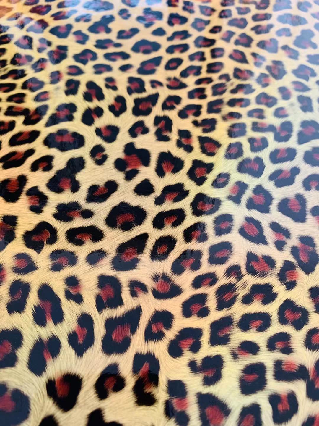 Fashion Laser Leopard Reflective Leather Fabric For Handmade Car Seats ,Upholstery and ShoesGoods(Yellow)