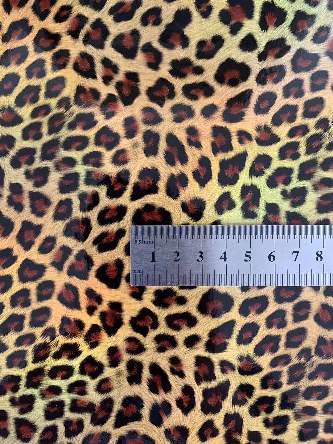 Fashion Laser Leopard Reflective Leather Fabric For Handmade Car Seats ,Upholstery and ShoesGoods(Yellow)