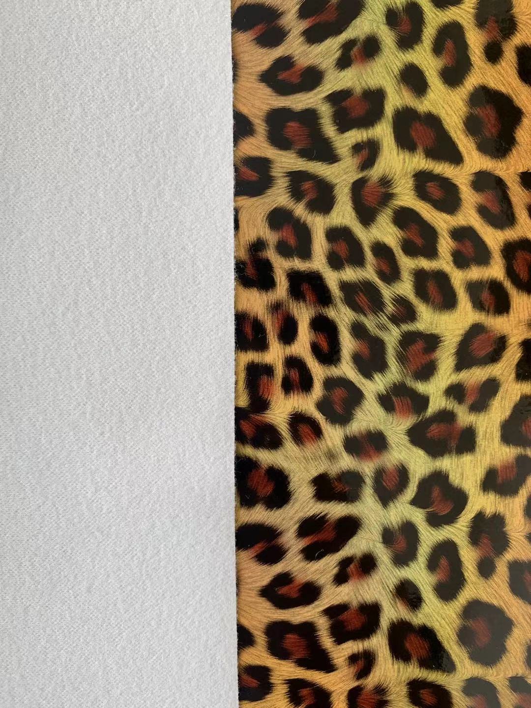 Fashion Laser Leopard Reflective Leather Fabric For Handmade Car Seats ,Upholstery and ShoesGoods(Yellow)