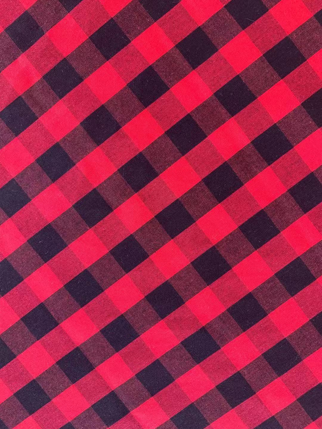 Fashion 100% cotton Plaid Design Fabric For Customized Goods By Yards(red)