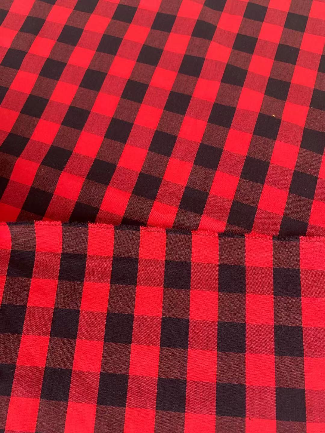 Fashion 100% cotton Plaid Design Fabric For Customized Goods By Yards(red)