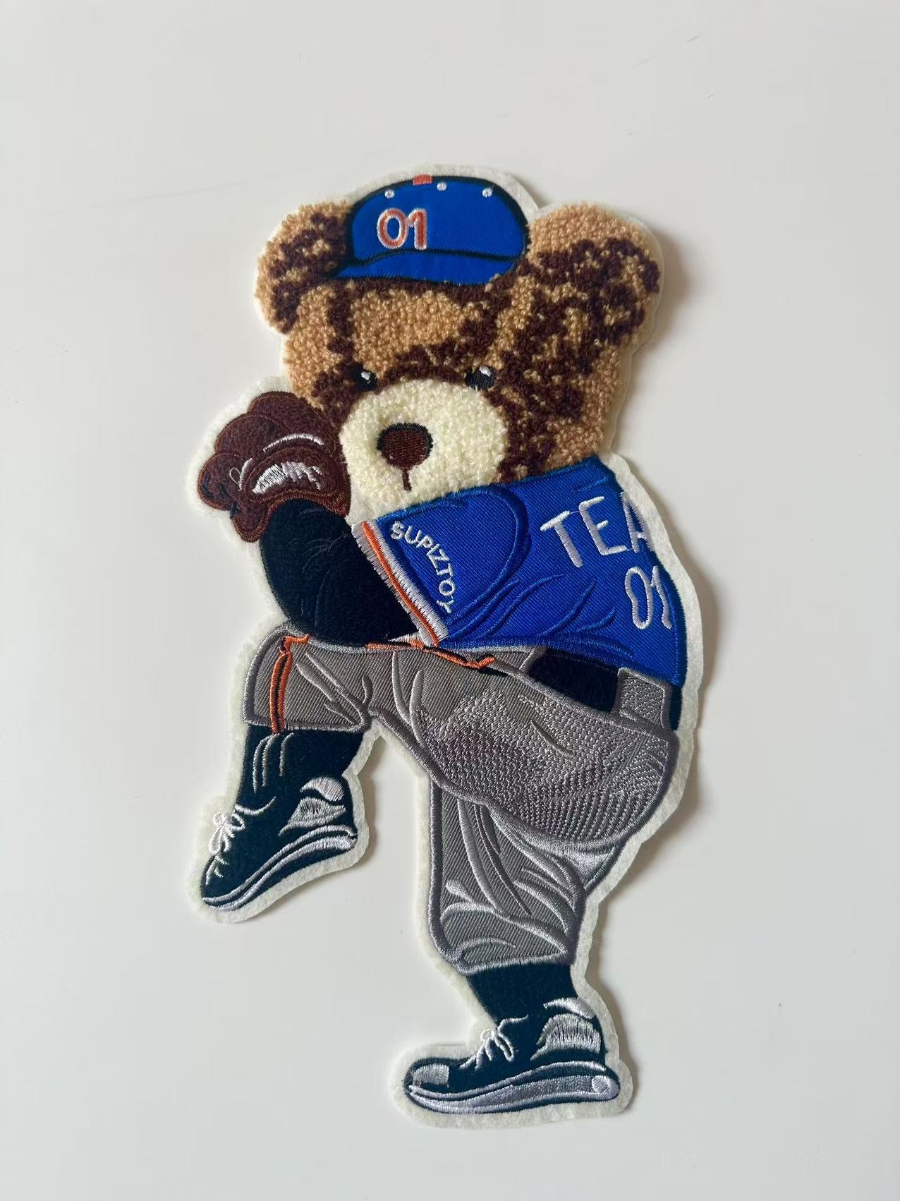 Craft Bear Baseball Player 6"x11 "Embroidery Jacquard Label For Handmade Handicraft Goods