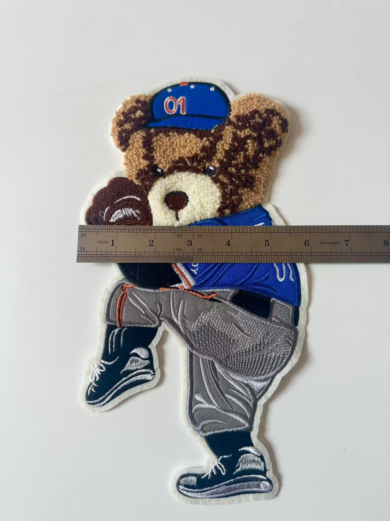 Craft Bear Baseball Player 6"x11 "Embroidery Jacquard Label For Handmade Handicraft Goods