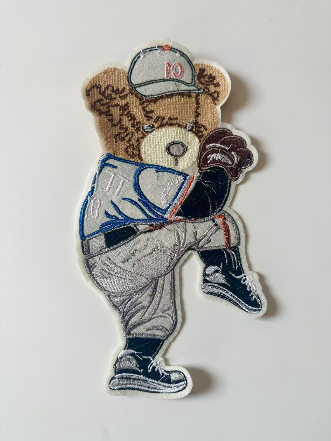 Craft Bear Baseball Player 6"x11 "Embroidery Jacquard Label For Handmade Handicraft Goods
