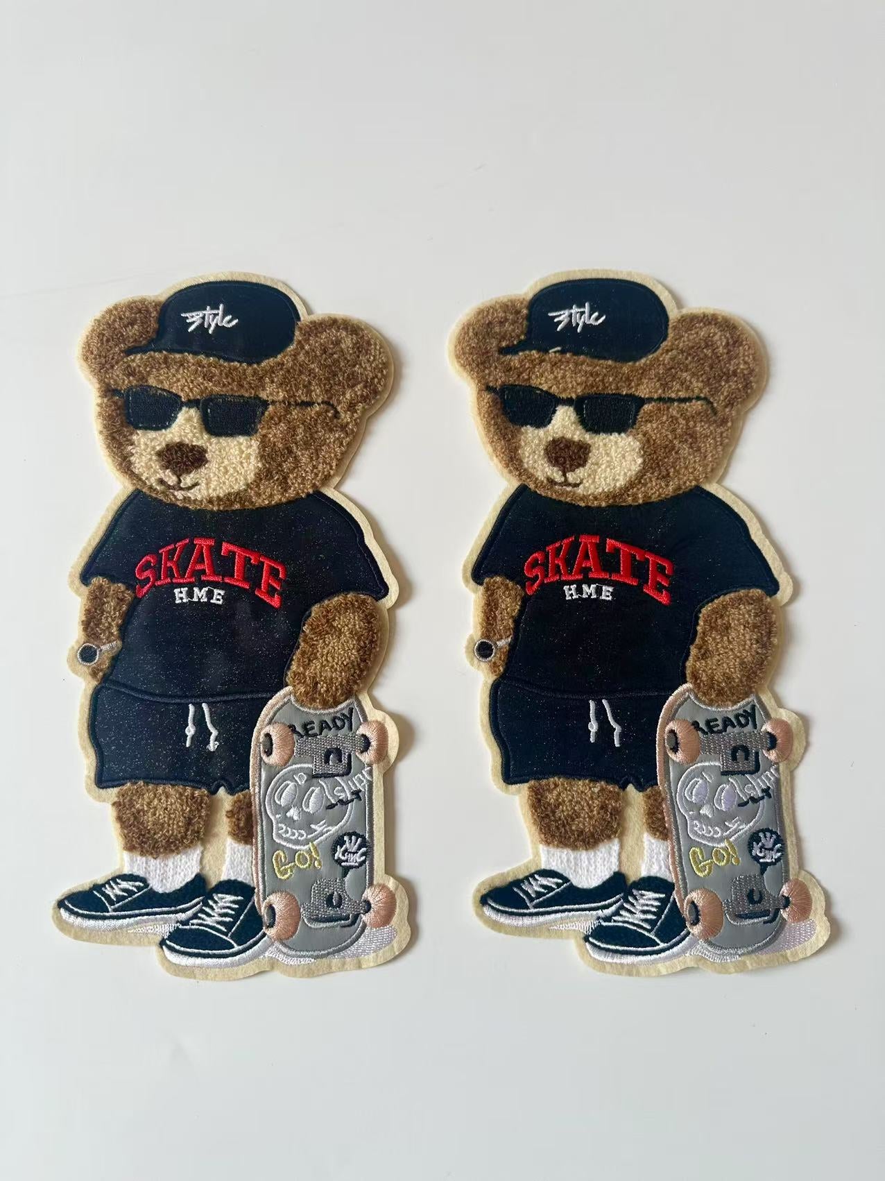Craft Bear With Skateboard 5"x10.6 "Embroidery Jacquard Label For Handmade Handicraft Goods
