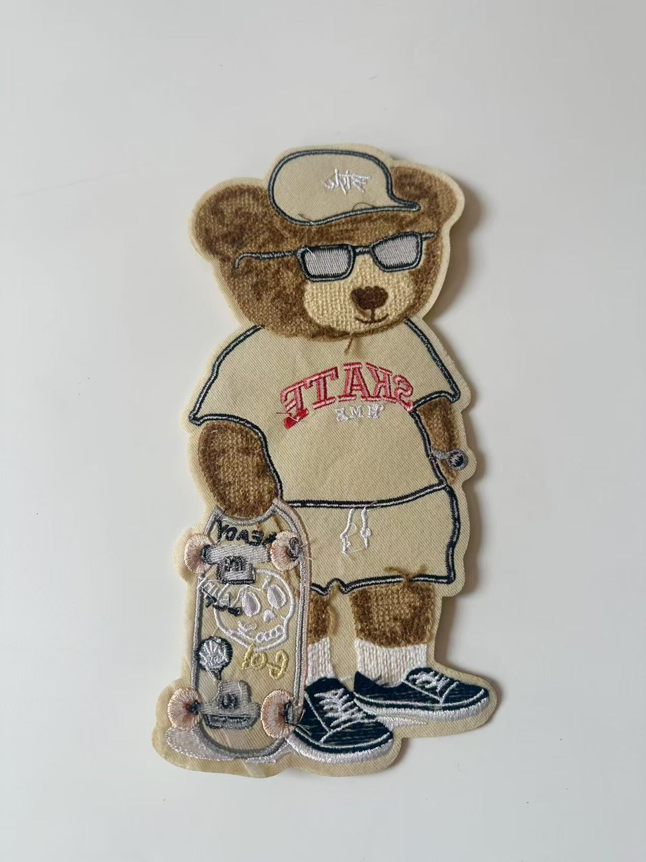 Craft Bear With Skateboard 5"x10.6 "Embroidery Jacquard Label For Handmade Handicraft Goods