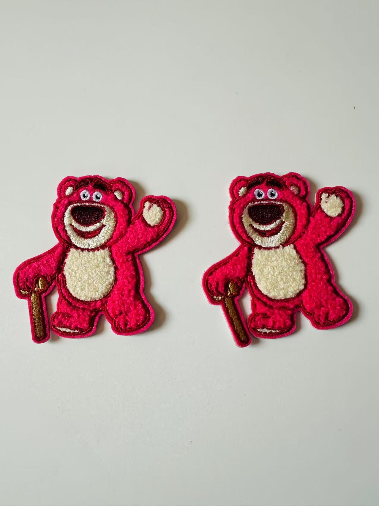 Craft 3"x3 "Lotso Strawberry Bear Embroidery Jacquard Patches For Handmade Handicraft