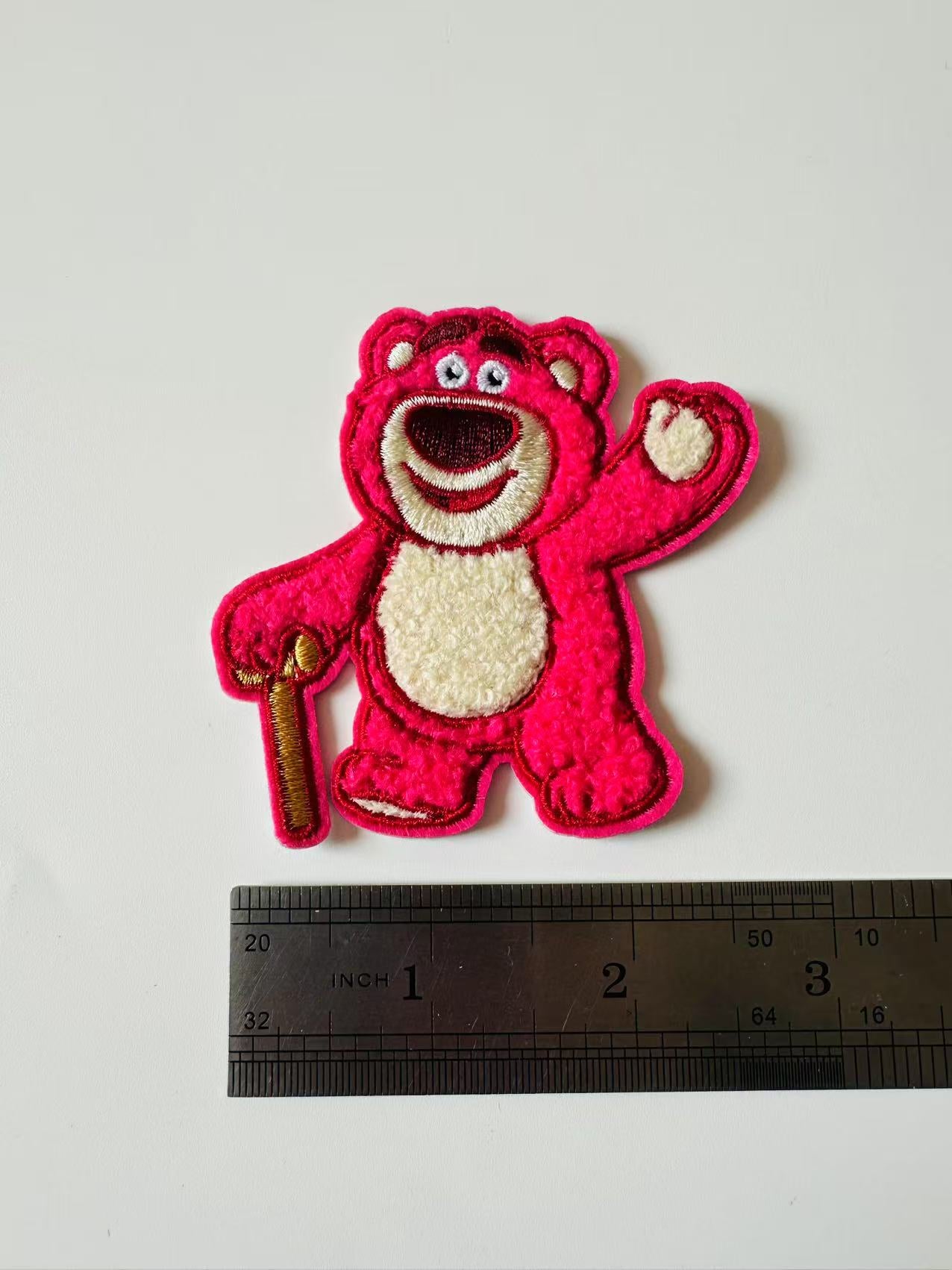 Craft 3"x3 "Lotso Strawberry Bear Embroidery Jacquard Patches For Handmade Handicraft