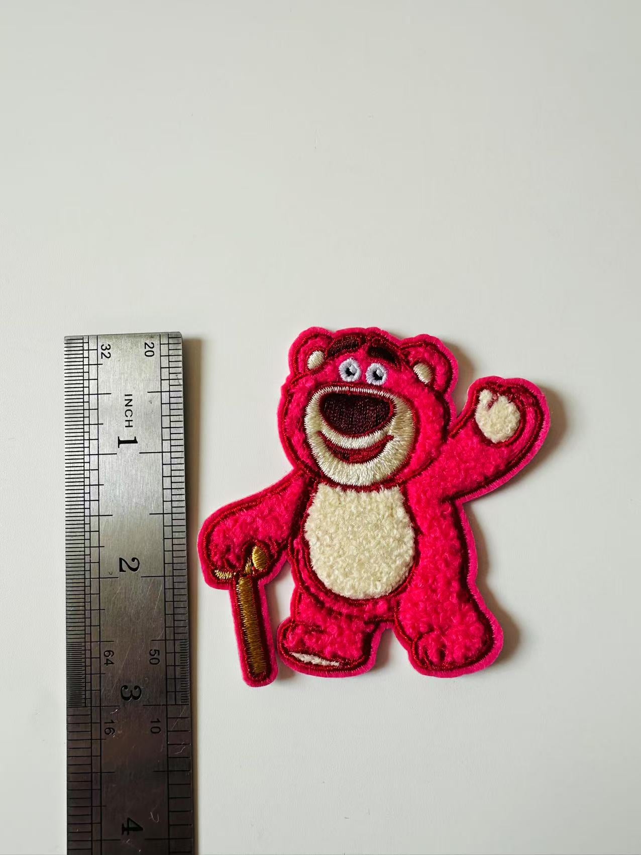 Craft 3"x3 "Lotso Strawberry Bear Embroidery Jacquard Patches For Handmade Handicraft