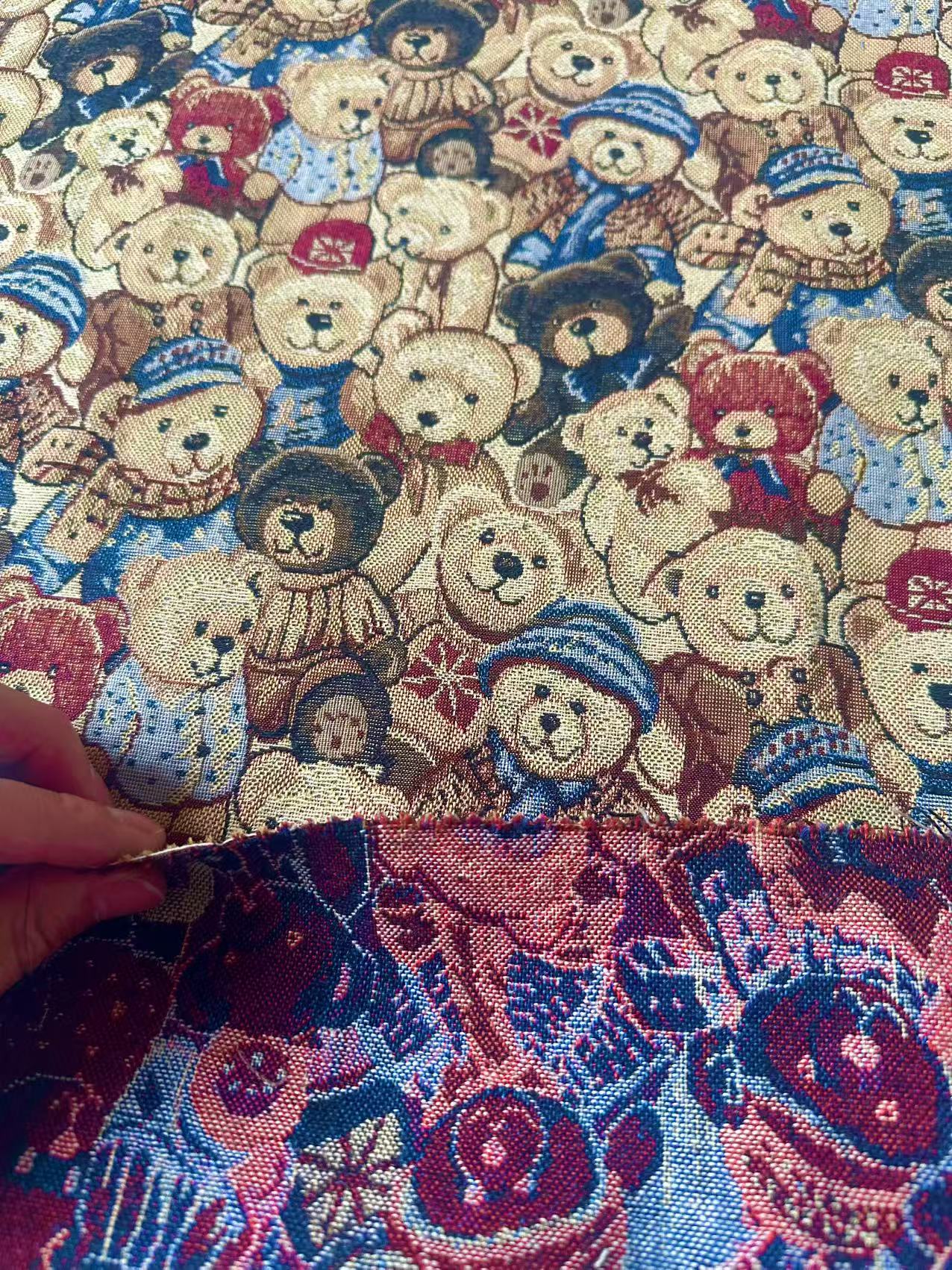 Fashion Bear Jacquard Cloth Fabric For Handmade Sneaker,Apparel By Yard