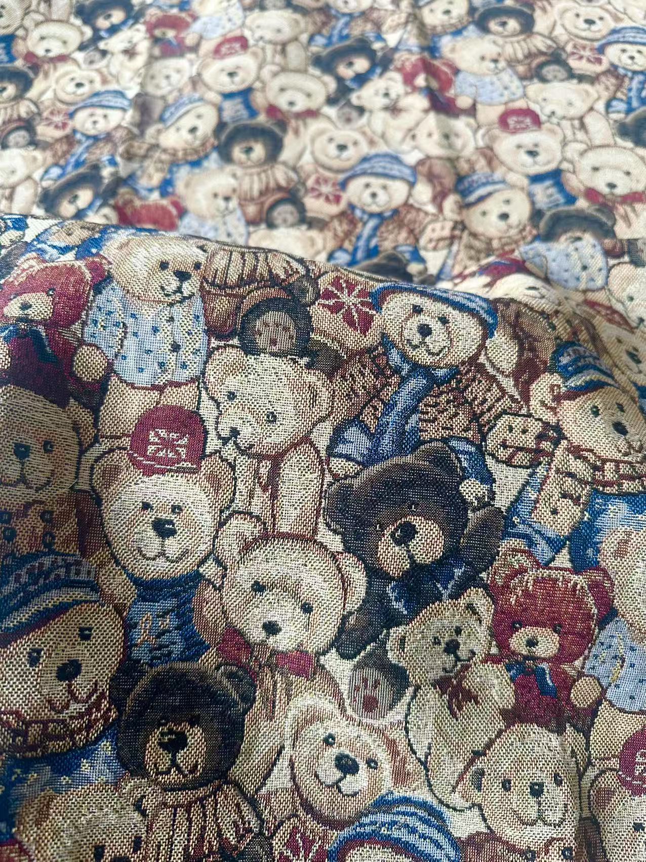 Fashion Bear Jacquard Cloth Fabric For Handmade Sneaker,Apparel By Yard