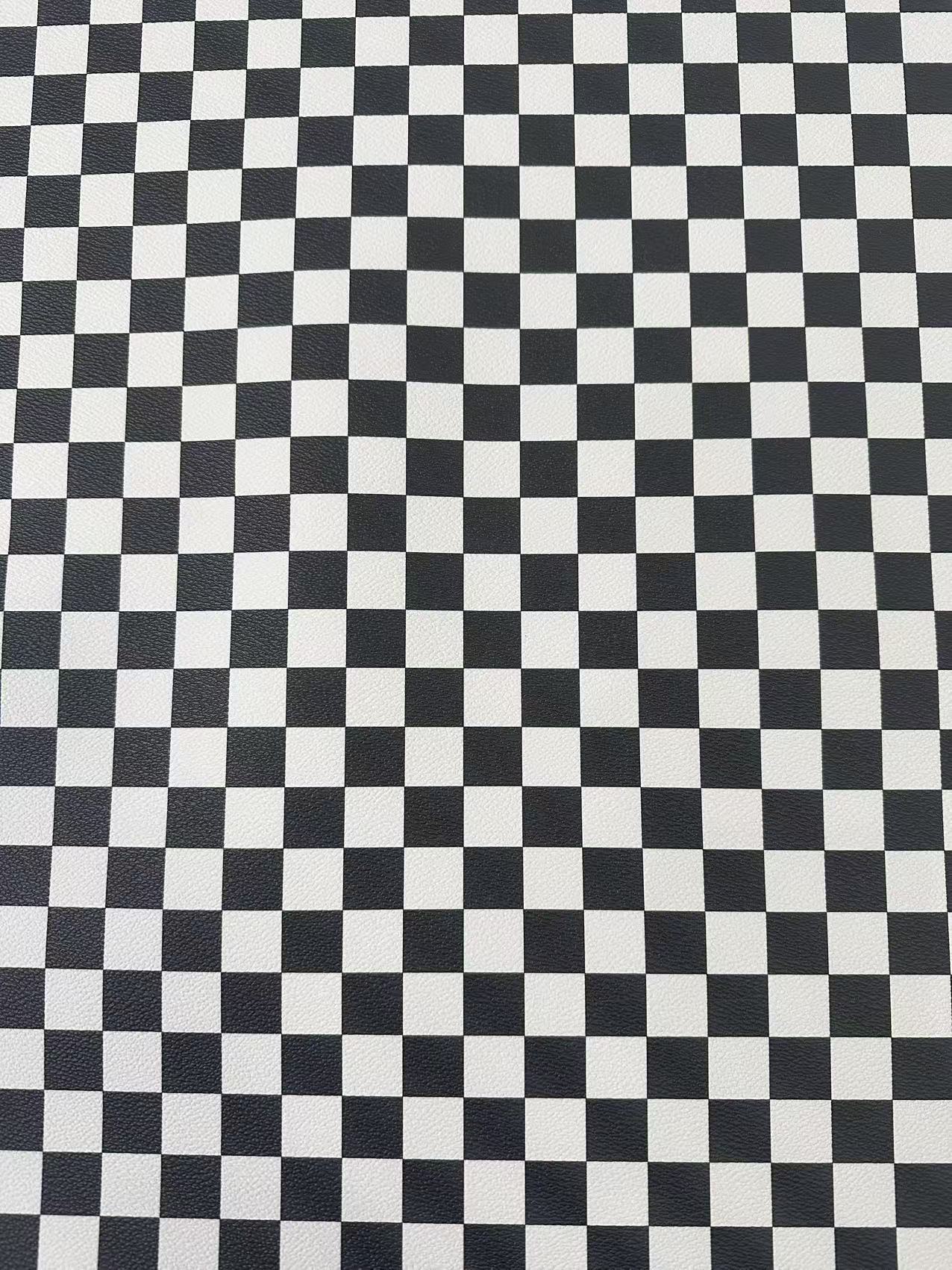 Fashion Black With White Plaid Leather For Handmade Goods