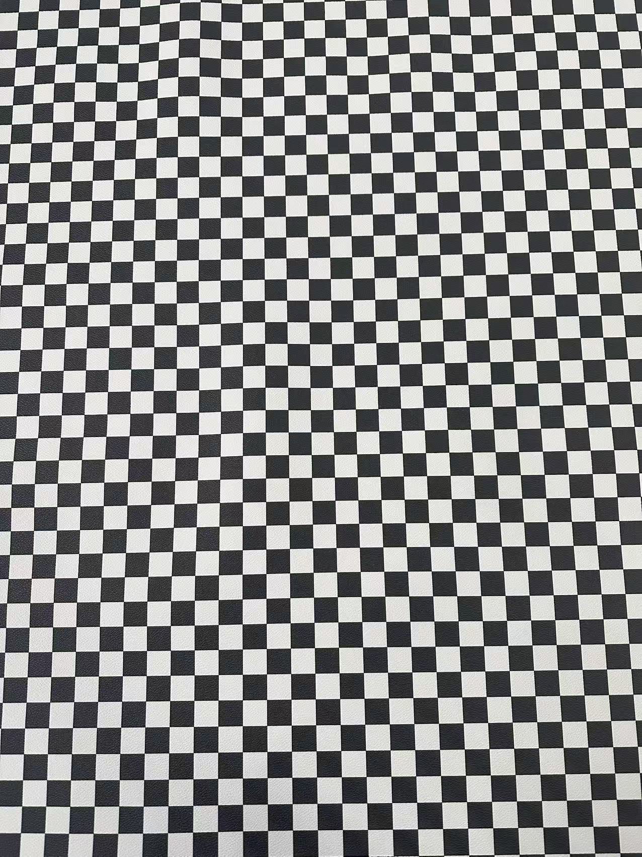Fashion Black With White Plaid Leather For Handmade Goods
