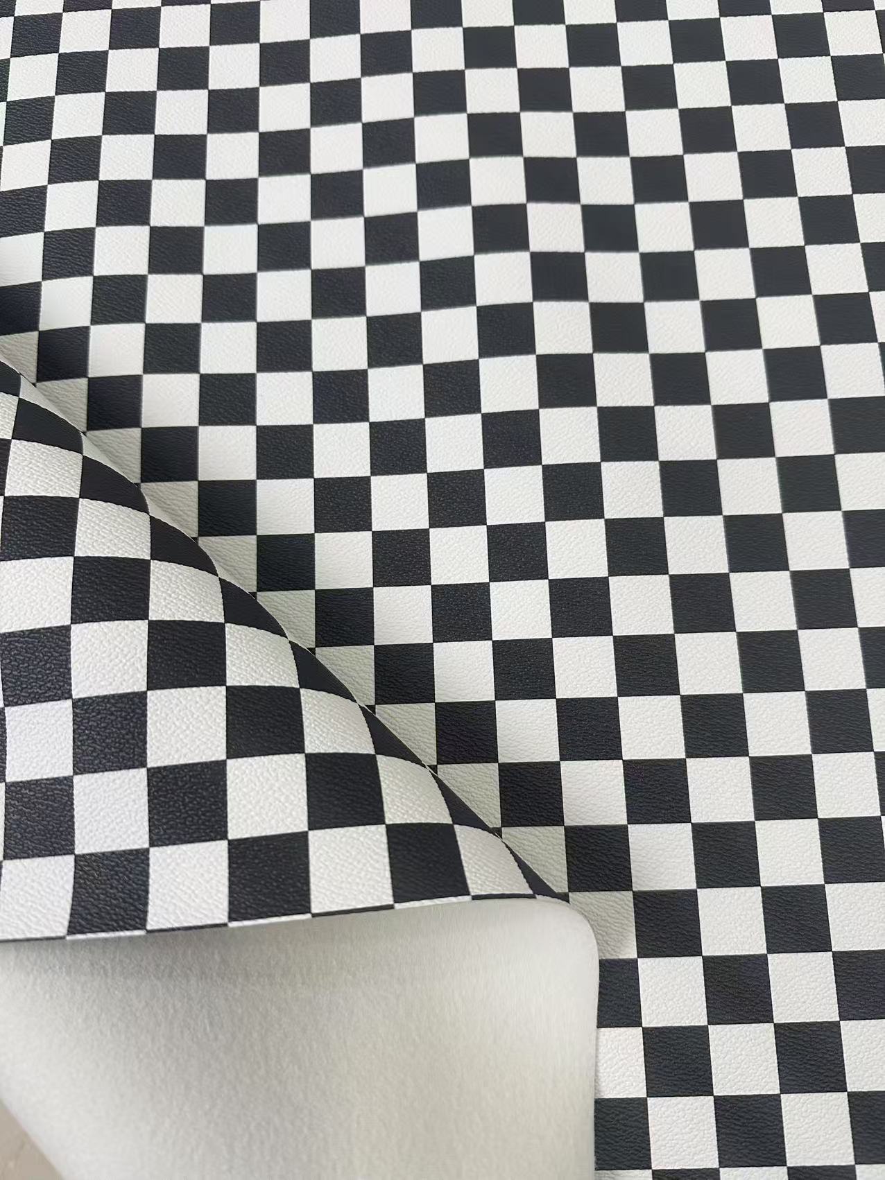 Fashion Black With White Plaid Leather For Handmade Goods