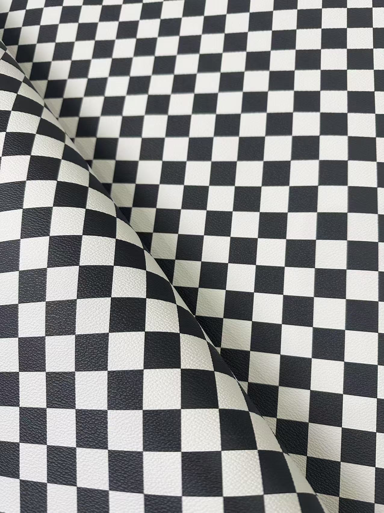 Fashion Black With White Plaid Leather For Handmade Goods