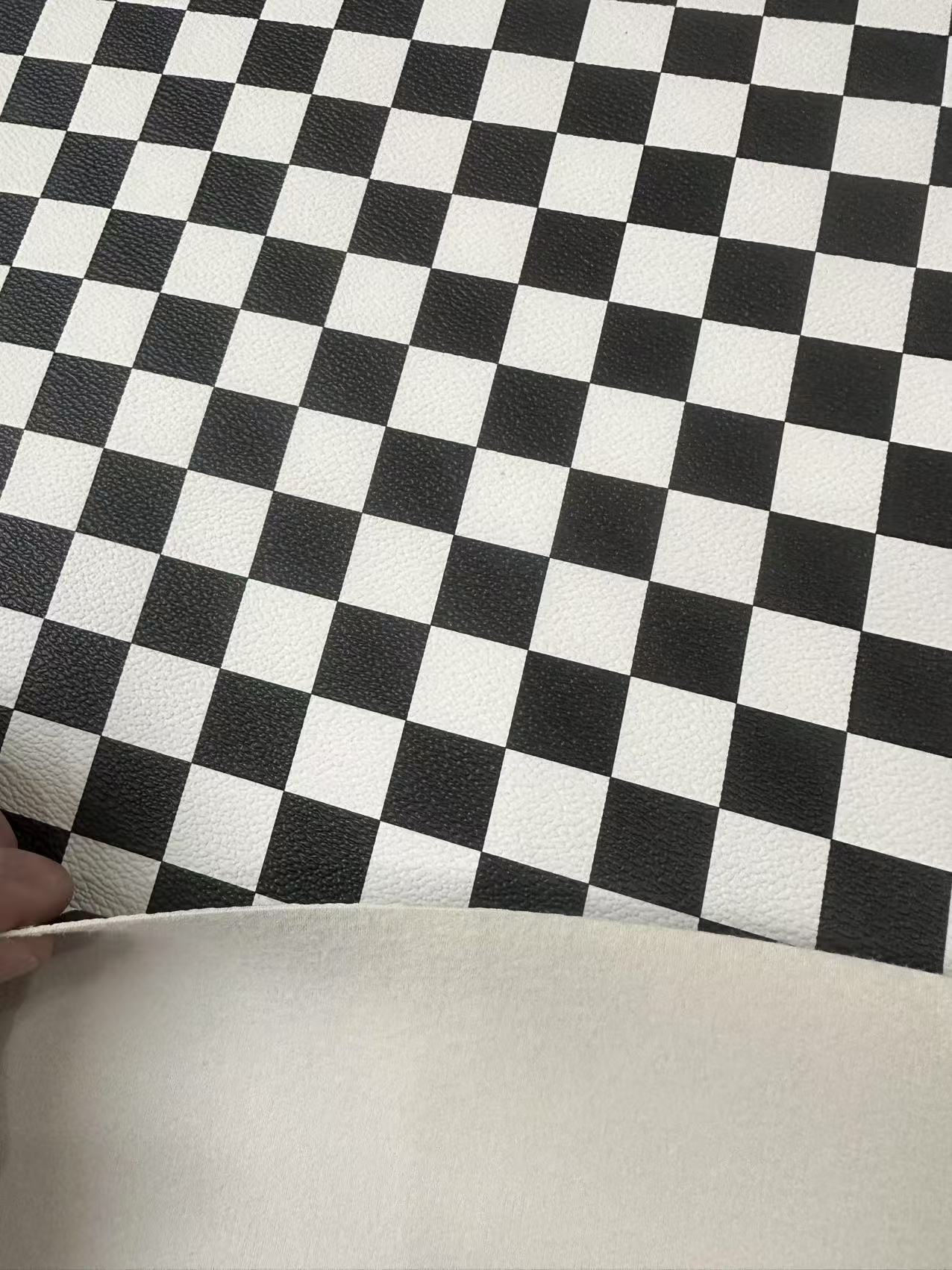 Fashion Black With White Plaid Leather For Handmade Goods
