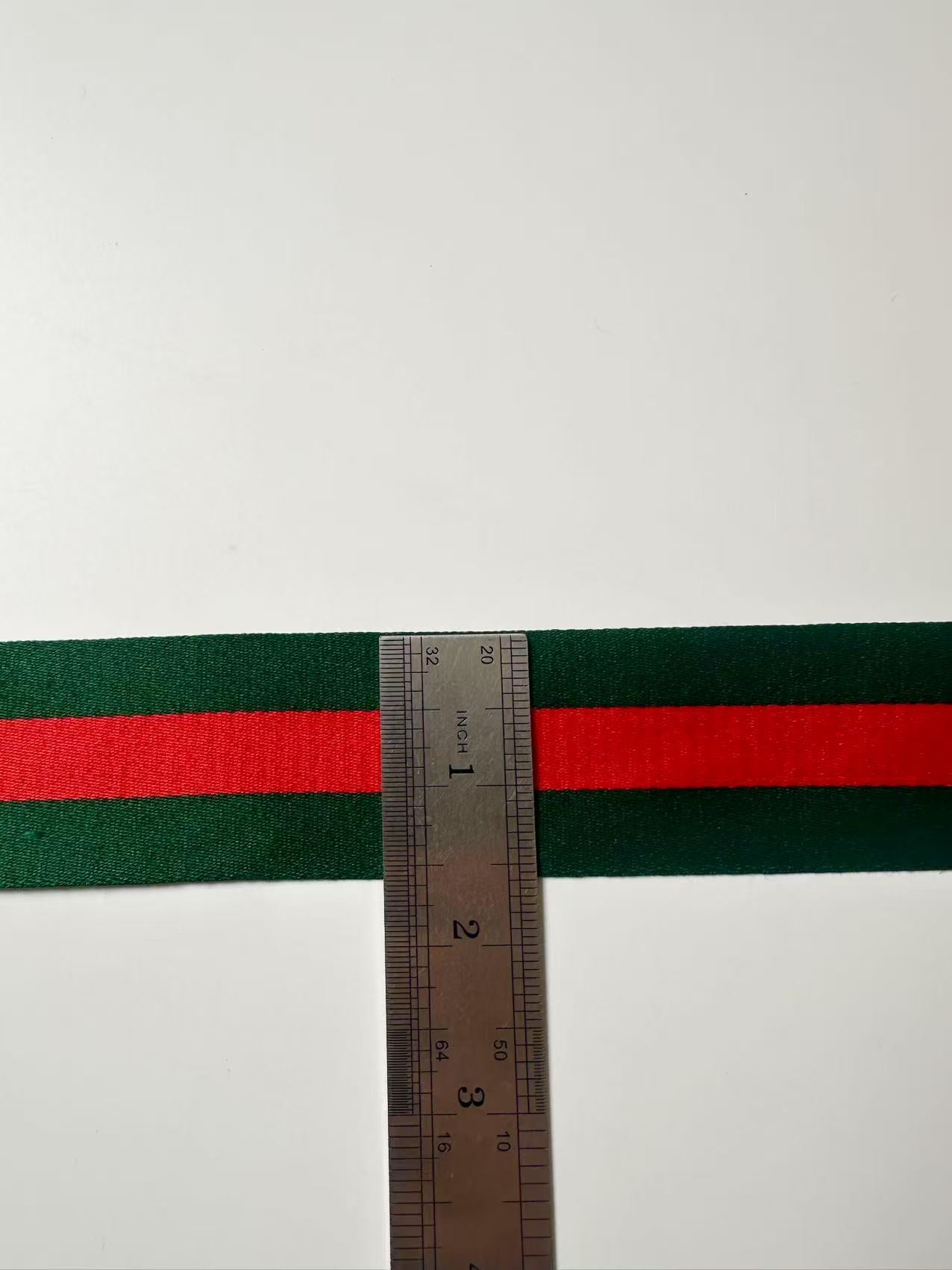 Craft 1.5 inch Strap ,Handmade Striped Ribbon Trim Embroidered For shoes ,Bags ,Handicrafts By Yard (Green with Red )