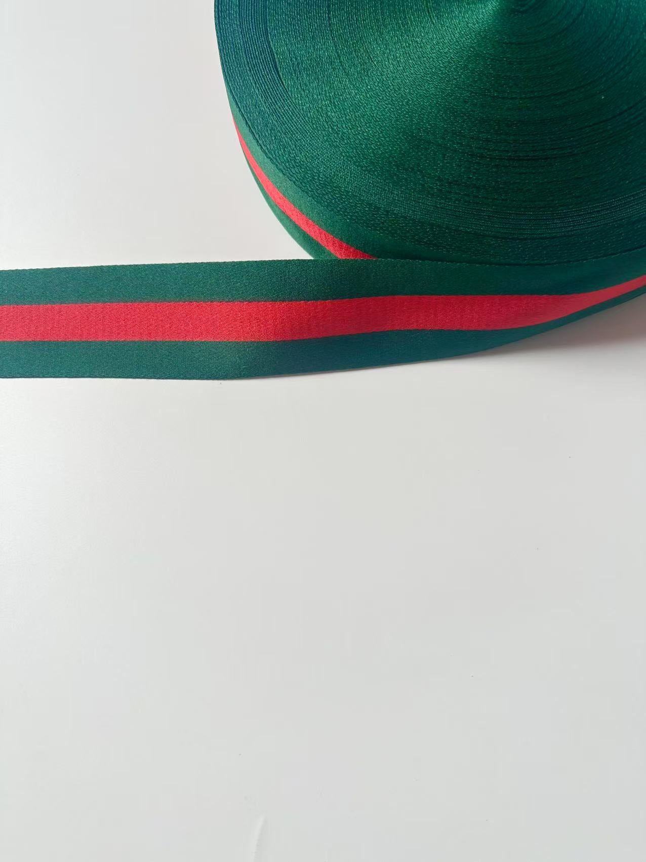 Craft 1.5 inch Strap ,Handmade Striped Ribbon Trim Embroidered For shoes ,Bags ,Handicrafts By Yard (Green with Red )