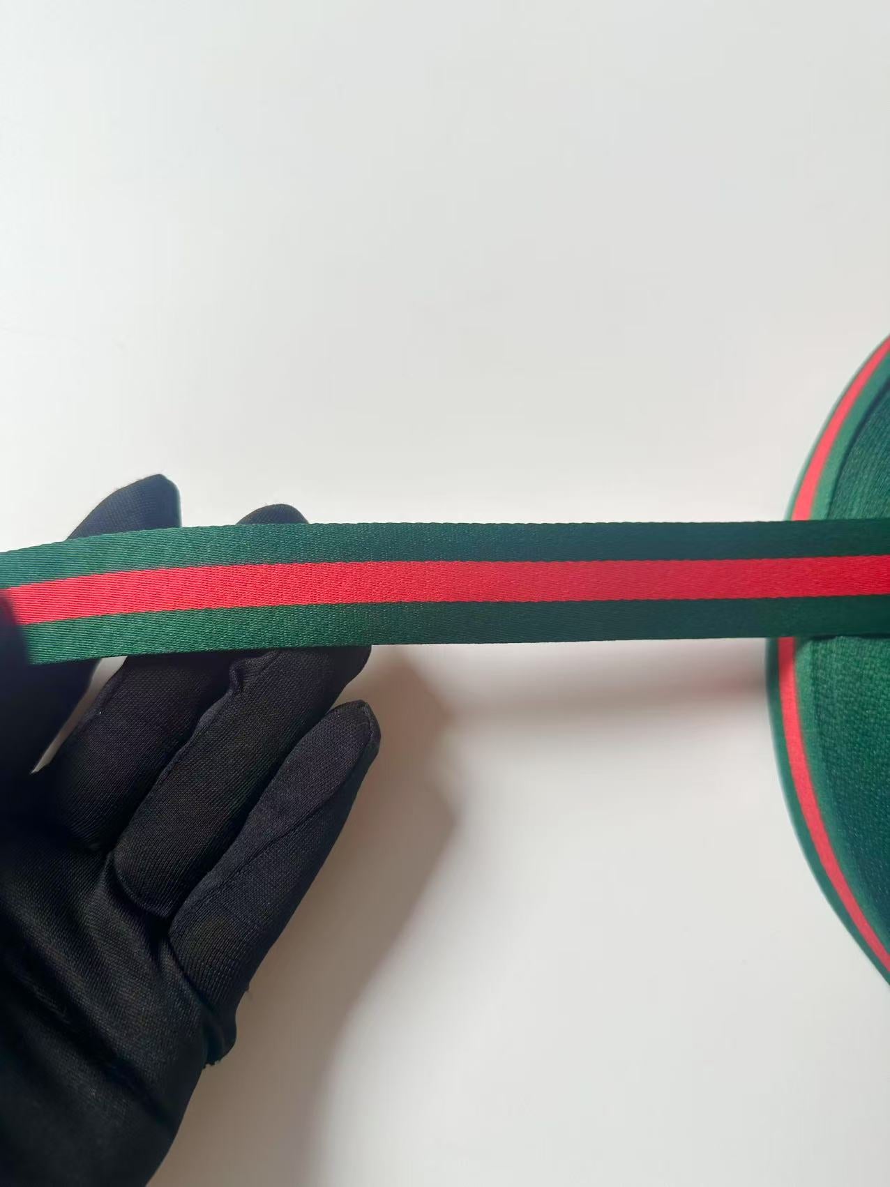 Craft 1 inch Strap ,Handmade Striped Ribbon Trim Embroidered For shoes ,Bags ,Handicrafts By Yard (Green with Red )