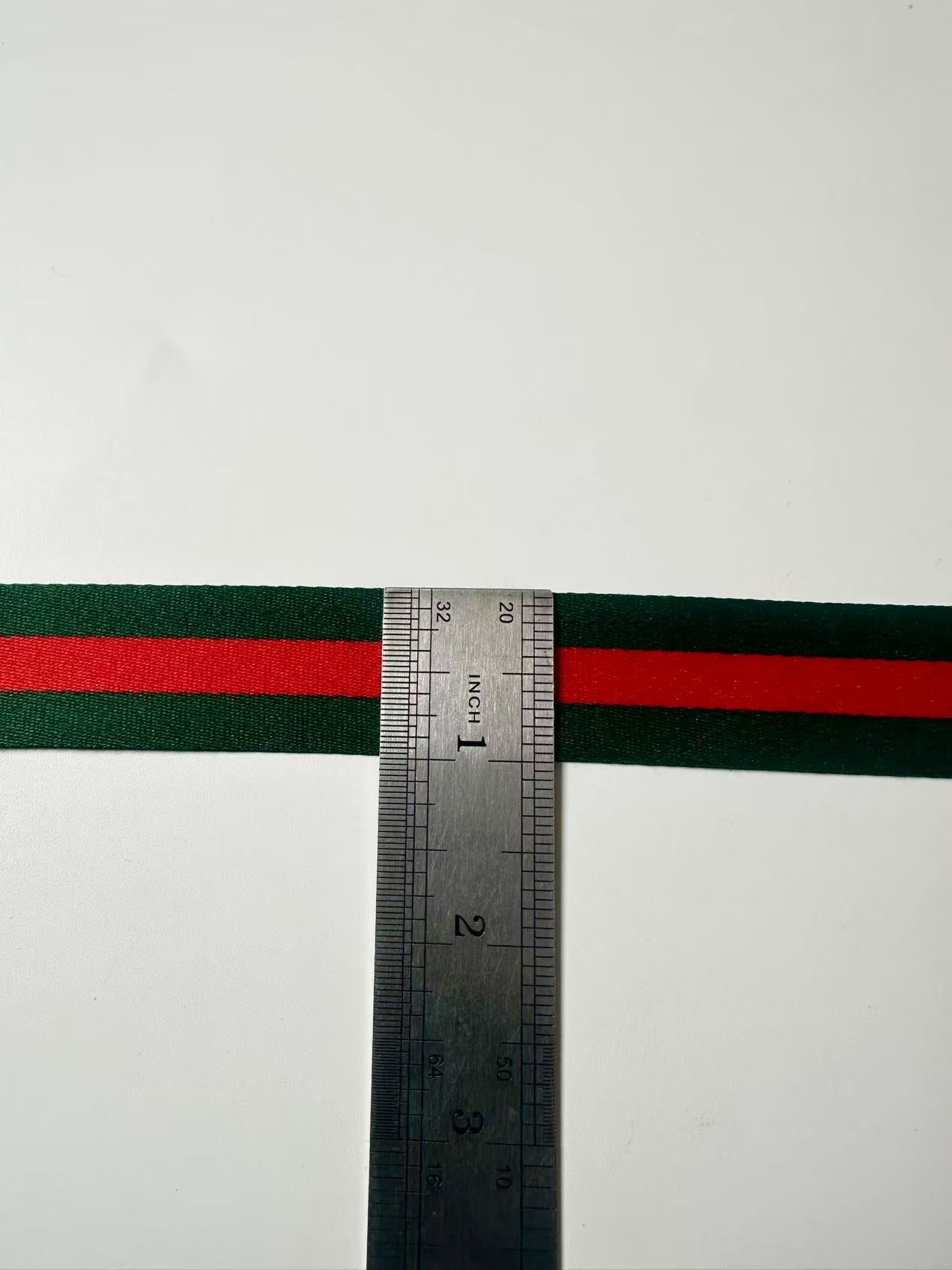 Craft 1 inch Strap ,Handmade Striped Ribbon Trim Embroidered For shoes ,Bags ,Handicrafts By Yard (Green with Red )