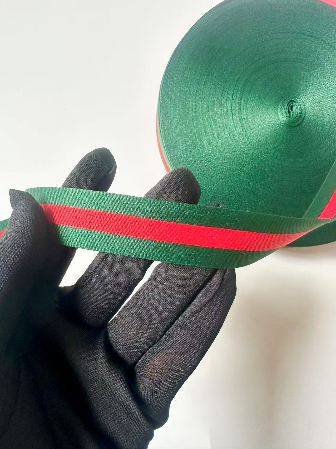Craft 1 inch Strap ,Handmade Striped Ribbon Trim Embroidered For shoes ,Bags ,Handicrafts By Yard (Green with Red )