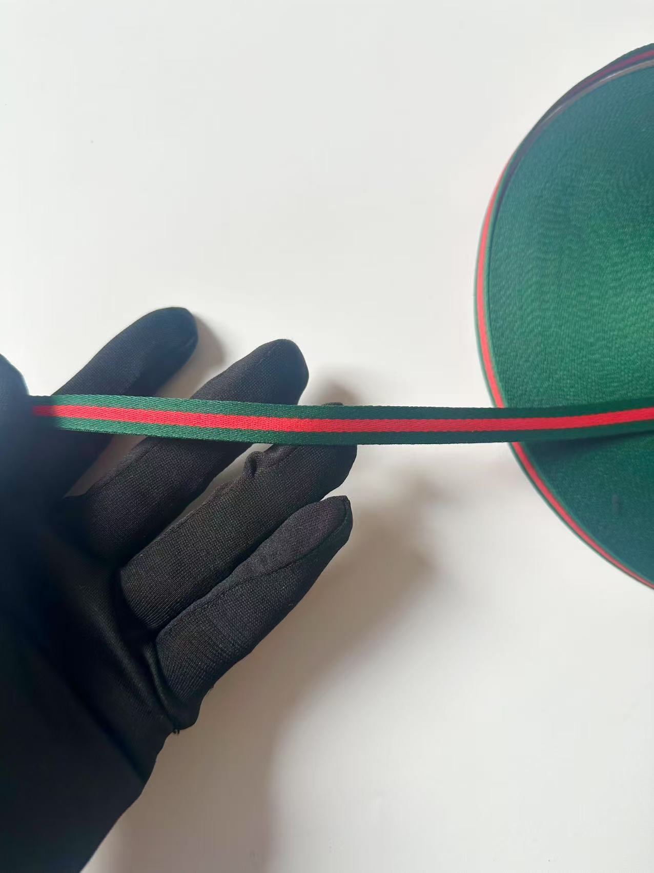 Craft 0.4 inch Strap ,Handmade Striped Ribbon Trim Embroidered For shoes ,Bags ,Handicrafts By Yard (Green with Red )