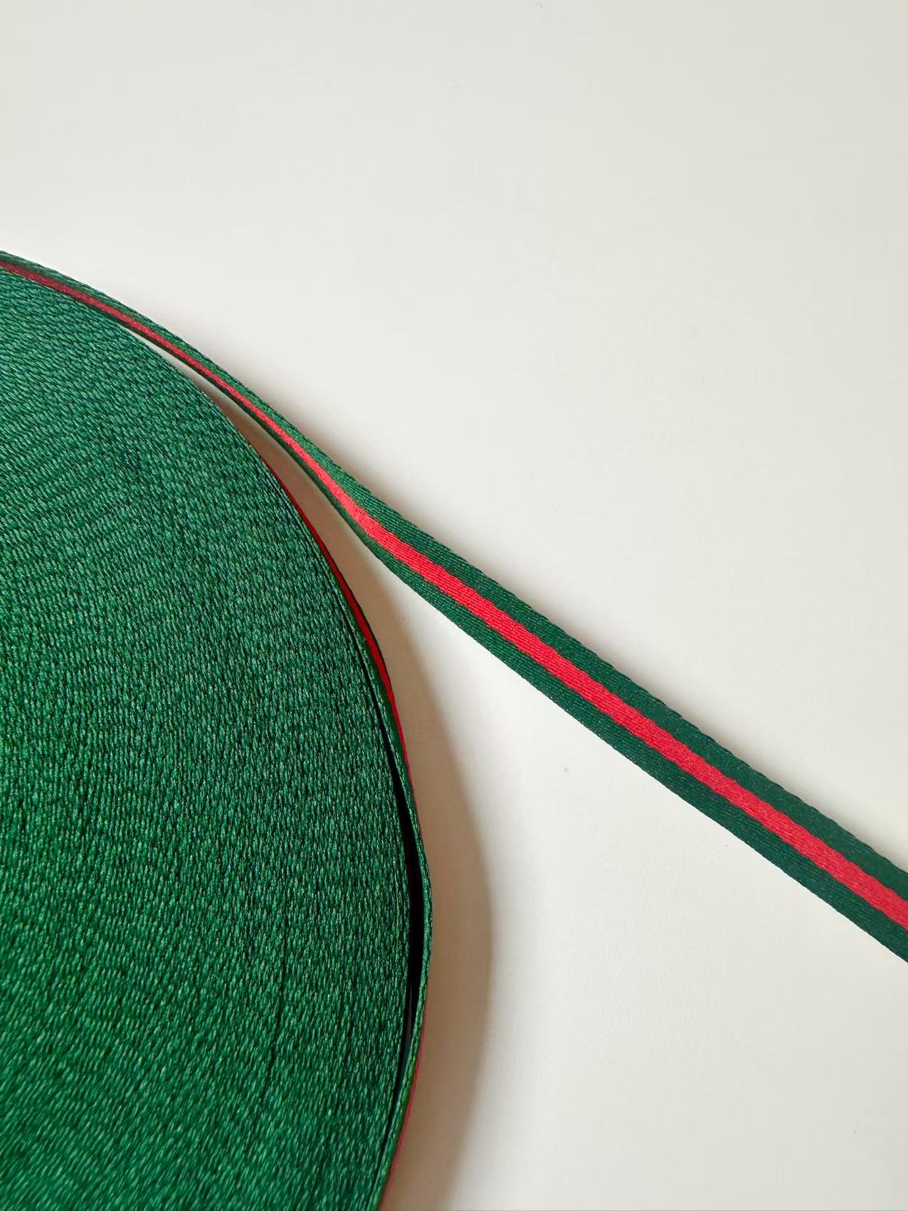 Craft 0.4 inch Strap ,Handmade Striped Ribbon Trim Embroidered For shoes ,Bags ,Handicrafts By Yard (Green with Red )