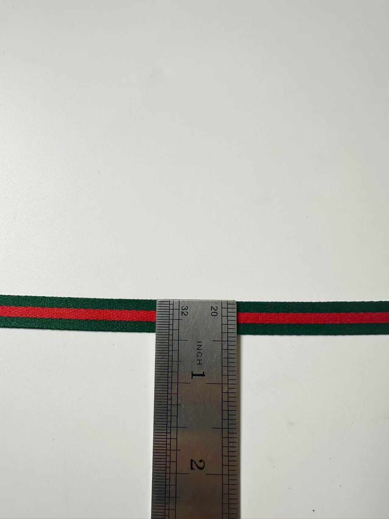 Craft 0.4 inch Strap ,Handmade Striped Ribbon Trim Embroidered For shoes ,Bags ,Handicrafts By Yard (Green with Red )