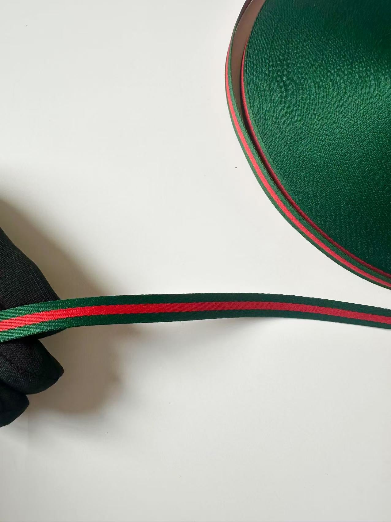 Craft 0.4 inch Strap ,Handmade Striped Ribbon Trim Embroidered For shoes ,Bags ,Handicrafts By Yard (Green with Red )