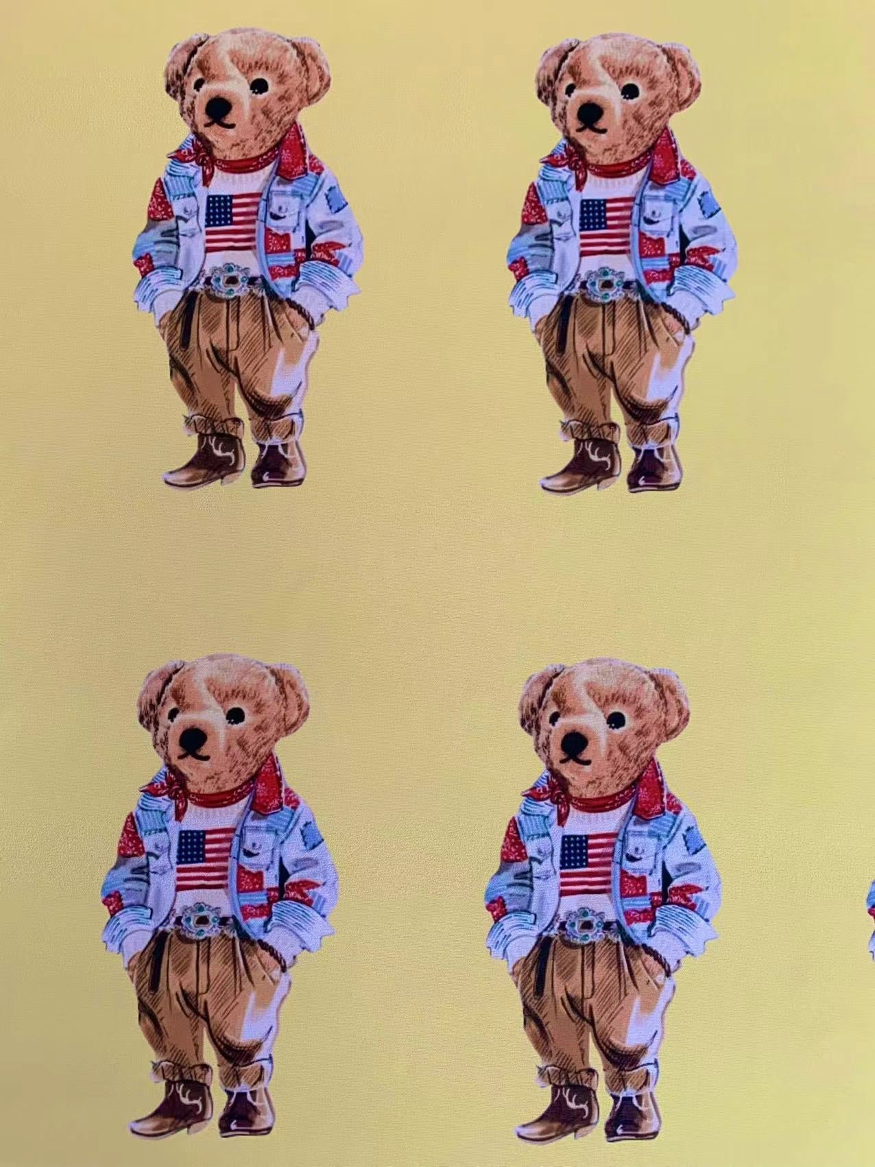 Fashion American Bear Design Cloth Fabric For Handmade Goods By Yards(Yellow)