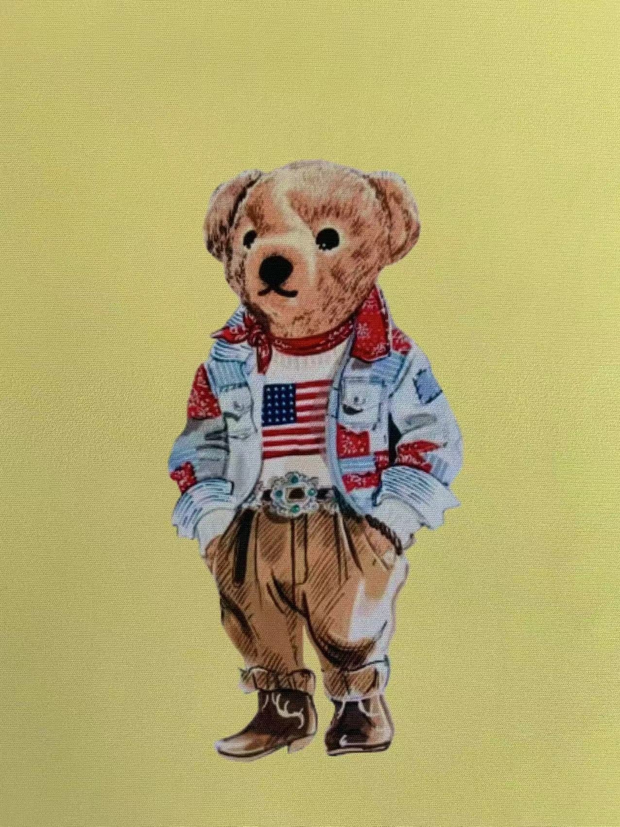 Fashion American Bear Design Cloth Fabric For Handmade Goods By Yards(Yellow)