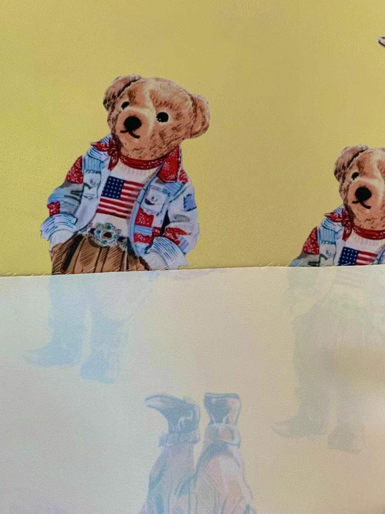 Fashion American Bear Design Cloth Fabric For Handmade Goods By Yards(Yellow)