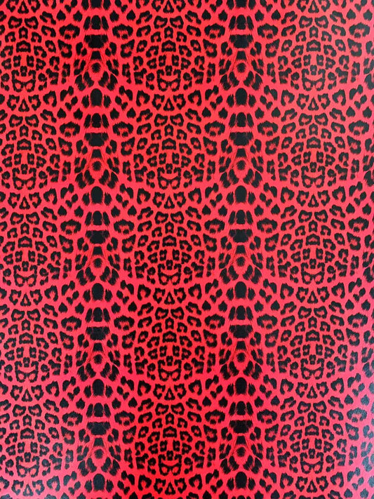 Fashion Leopard Reflective Leather Fabric For Handmade Goods(Red)
