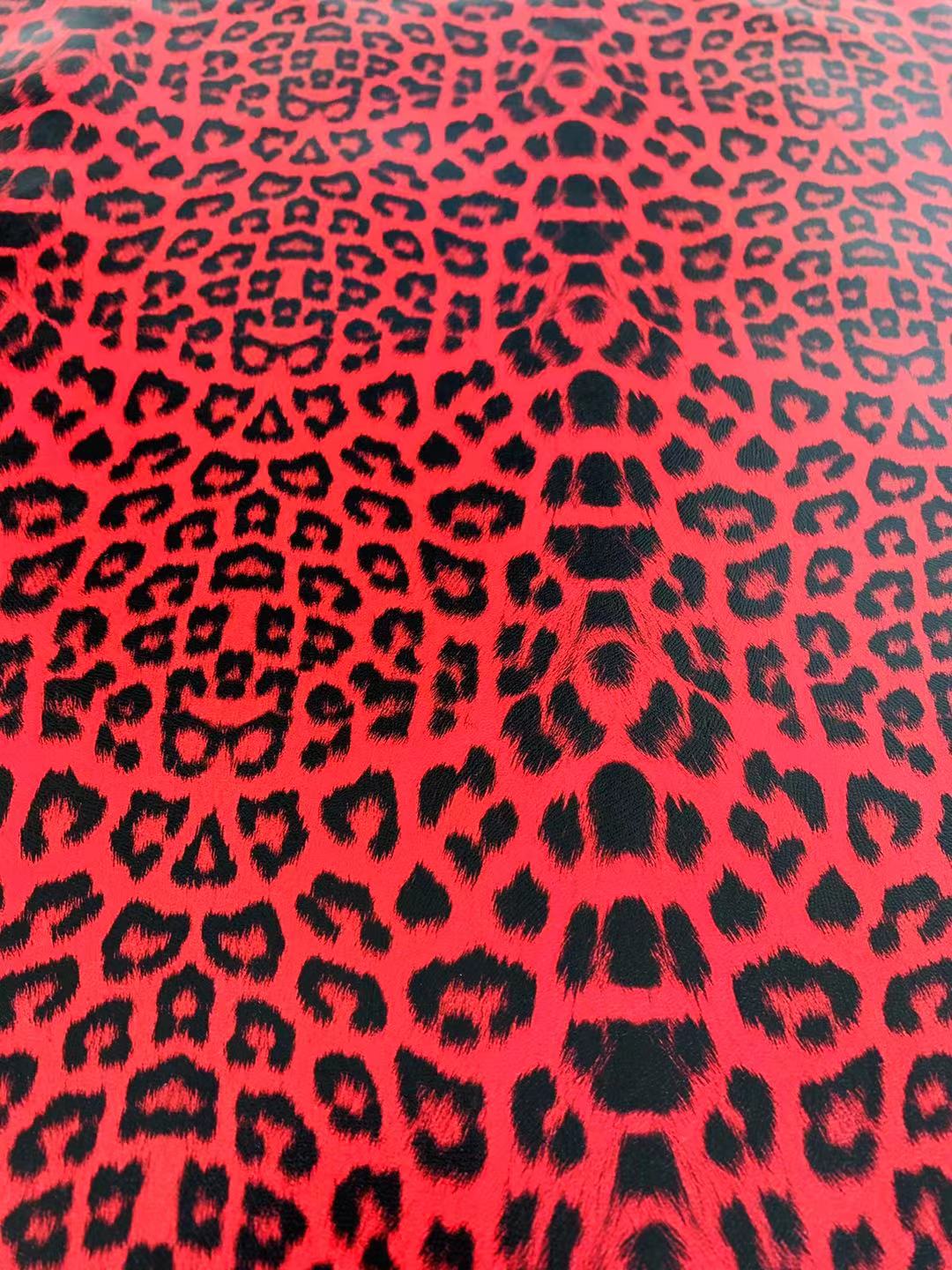 Fashion Leopard Reflective Leather Fabric For Handmade Goods(Red)