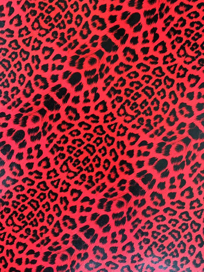 Fashion Leopard Reflective Leather Fabric For Handmade Goods(Red)