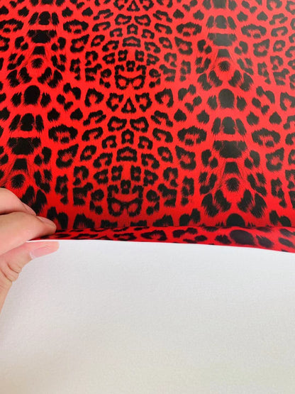 Fashion Leopard Reflective Leather Fabric For Handmade Goods(Red)