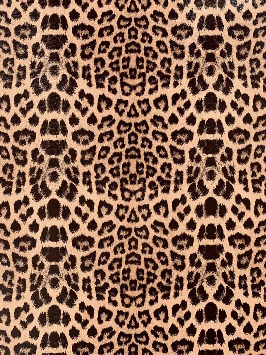 Fashion Leopard Reflective Leather Fabric For Handmade Goods(Tan)