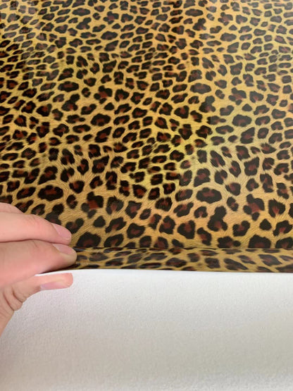 Fashion Laser Leopard Reflective Leather Fabric For Handmade Car Seats ,Upholstery and ShoesGoods(Yellow)