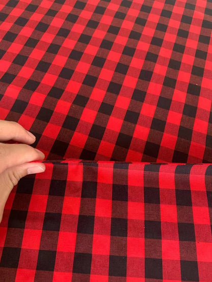 Fashion 100% cotton Plaid Design Fabric For Customized Goods By Yards(red)