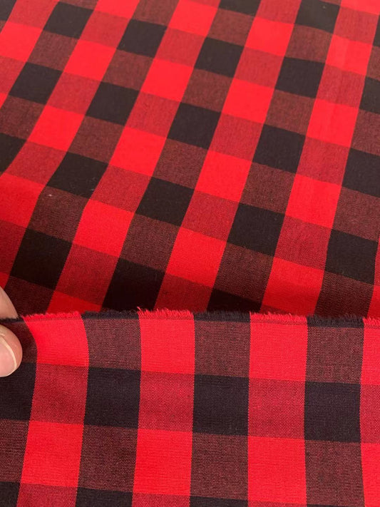 Fashion 100% cotton Plaid Design Fabric For Customized Goods By Yards(red)