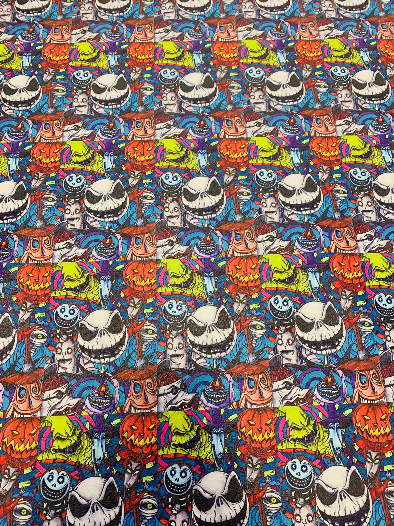 New Fashion 13x18CM Halloween Design Leather Fabric For Handmade Shoes , Sneakers and Handicrafts By Yard